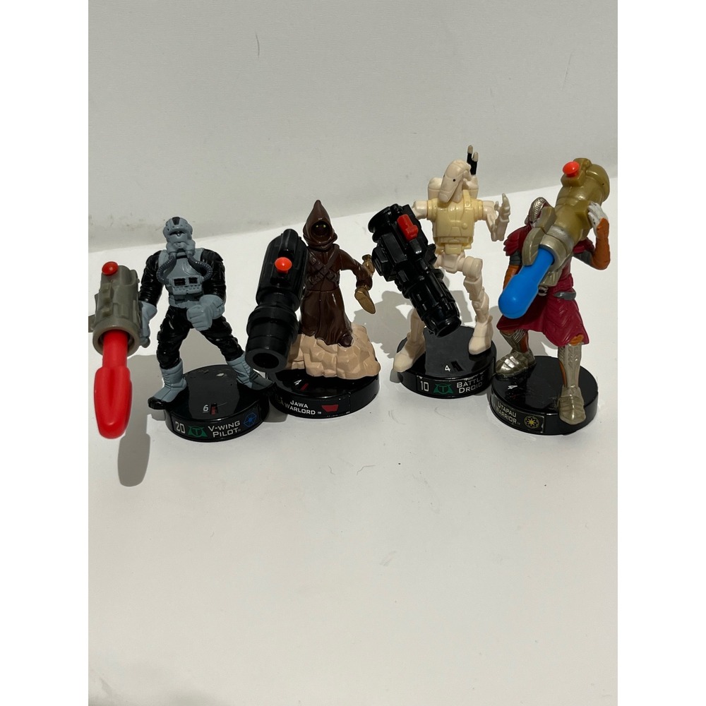 Star Wars Attacktix Battle Figure Lot Jawa Warlord Battle Droid V-Wing Pilot 4pc